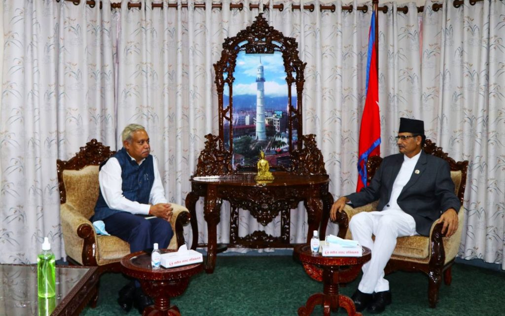 Courtesy meeting of Speaker Sapkota with Indian Ambassador Srivastava