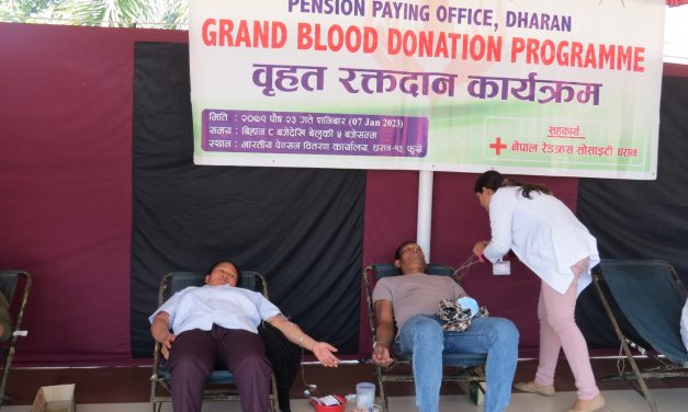 Indian Embassy PPO organizes a blood donation program in Dharan