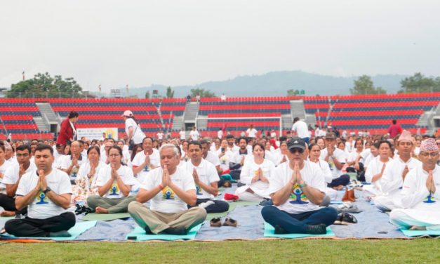 Indian Embassy staged a massive yoga performance at Pokhara Stadium