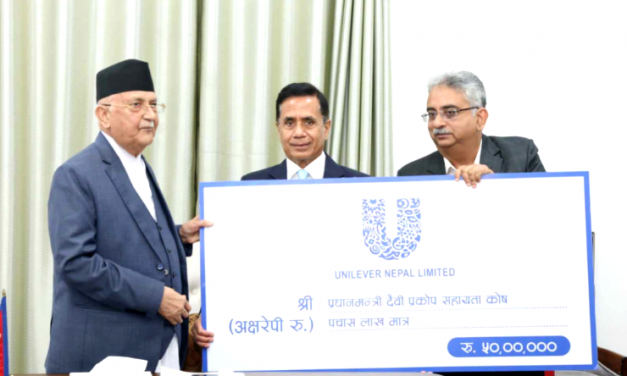 Unilever Nepal hands over NPR 50 Lakhs to the Prime Minister Disaster Relief Fund