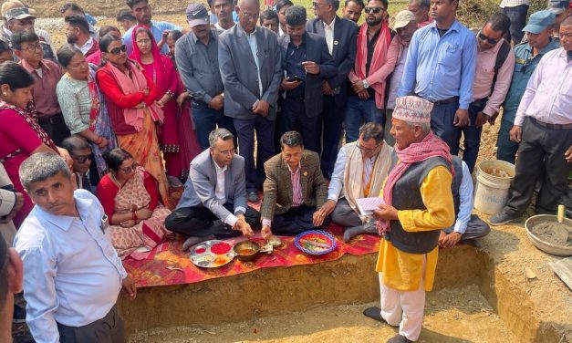 The construction of Tribhuvan Secondary School building began with India’s cooperation