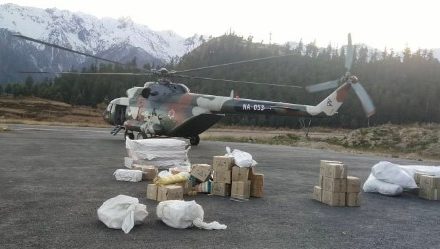 Election materials transported by helicopter