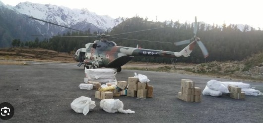 Election materials transported by helicopter