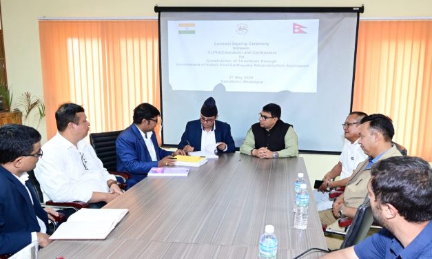 Contract signed between contractors and CLPIU(Education) for construction of 14 schools under GoI grant
