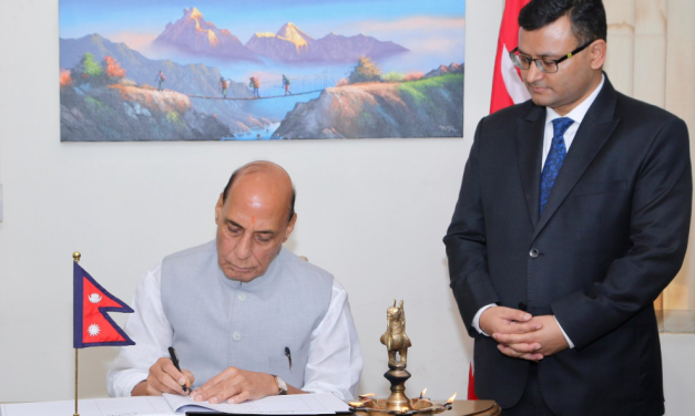 Rajnath Singh Visits Nepal Embassy, Signs Condolence Book Over Devastating Floods